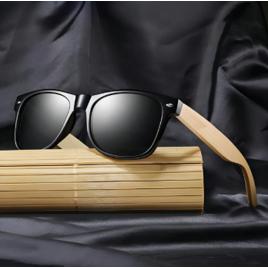 Óculos De Sol Quadrado Doxa Bambu com Proteção UV Cinza-escuro