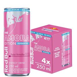 Pack de 4 Latas Red Bull Energético, Amora Edition, Frutas Vermelhas, Sem Açúcar 250ml
