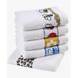 Panos de Prato Atoalhado Atacado Laune Gourmet Kit com 5 peças cor Branco Desenho Sortidos Laune Haus