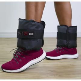 Par Caneleira Tornozeleira De Musculação Profissional 3kg Peso Preto Velcro Won