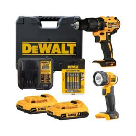 Parafusadeira De Impacto Dewalt 20v Dcd7781d2 + 2 Baterias + Carregador + Lanterna Dcl040 + Jogo De Bits