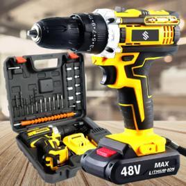 Parafusadeira Furadeira C/ 2 Baterias Maleta Kit Completo Led Eixo Flexível Vários Níveis Torque