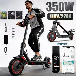 Patinete Elétrico Dobrável 350W, 3 Velocidades Ajustáveis, Amortecimento Reforçado, Suporta até 100KG