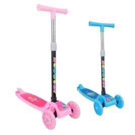 Patinete infantil 3 rodas com luzes led dobrável e ajustável menino menina