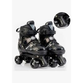Patins Infantil Ajustável 4 Rodas Preto Criança Menina Menino Roller Quad Confortável Regulável Ursen