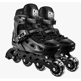 Patins Inline Black Tamanho Ajustável Juvenil - Dm Radical