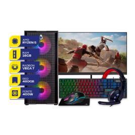PC Gamer Completo MCL, Ryzen 5 5600gt, 16gb Ddr4, Ssd 480gb | Monitor 21" Pichau