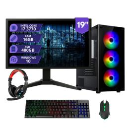 Pc Gamer Completo I7 3.4ghz 16gb Ssd 480gb 500w Monitor 19