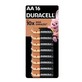 Pilha Alcalina AAA Palito Duracell com 16 unidades