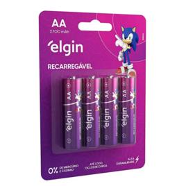 Pilhas recarregáveis AA 2700Mah Elgin Com 4 unidades Comum