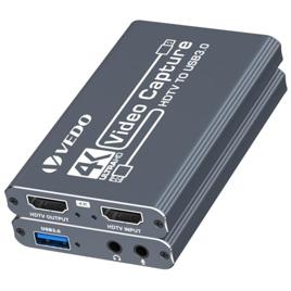 Placa de captura de vídeo 4K HDTVI para USB 3.0, dispositivo de captura HDMI 1080P a 60 FPS, ideal para transmissões ao vivo e gravações