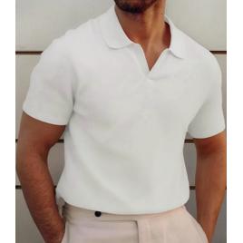 Polo Sem Botao Masculina Minimalista Com Tecido Texturizado