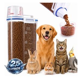 Porta Ração Pote Com Tampa Pet Gato Cachorro Dispenser Porta Racao Pote Container Porta Ração Dispenser Cor Transparente Capacidade 2,5 Litros Drop Shopy