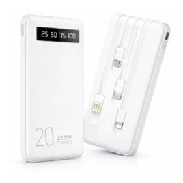 Power Bank 20000mah Carregador Portátil Turbo Rápido 22.5w Display Digital Branco