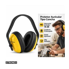 Protetor Auricular Abafador De Ouvido Tipo Concha Adulto Ajustável Conforto Profissional Amarelo Stronex