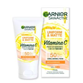 Protetor Solar Hidratante Facial com Vitamina C, Efeito Matte e Ação Redutora de Manchas, Cor Clara, Uniform & Matte Garnier, 40g