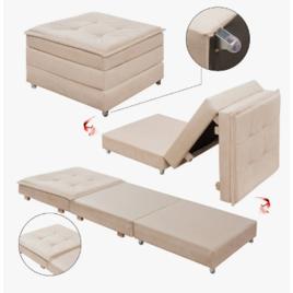Puff Ceci Decor Baú Para Sala Que Vira Cama Solteiro Dobrável