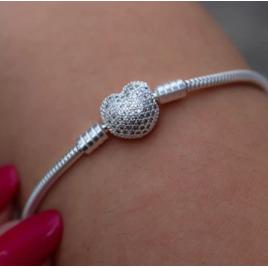 Pulseira Berloques Prata 925 Coração Zircônias Com Garantia