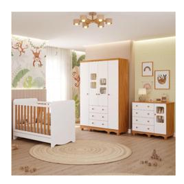Quarto Bebê Berço Americano Ben Guarda Roupa 4pt Cômoda Uli