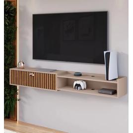 Rack Suspensa Bancada Com Porta Sala Estar Quarto Parede TV Até 75 polegadas Copa 180 até 90 cm