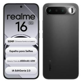 Realme 16 5G 256GB 12GB Dual Sim Câmera 50mp Bateria 6550mah Ip69  - Preto