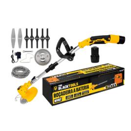 Roçadeira Aparador Grama A Bateria Recarregável 460w Profissional Com Acessórios Tcg12b The Black Tools