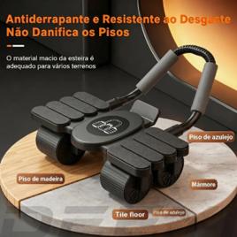Roda Abdominal com 4 Rodas e Retorno Automático para Treino em Casa