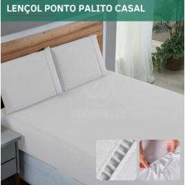 Jogo Cama 400 Fios Casal 3 Peças C/ Elástico Percal Fronha Ponto Palito Extra Macio Suave Resistente Cor Branco
