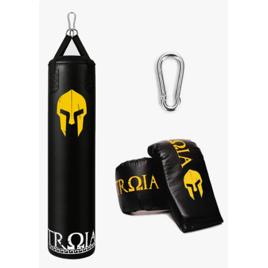 Saco De Pancada Profissional 180 Cm + Luva Bate-saco Troia Cor Preto