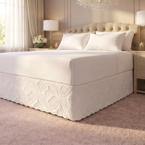 Saia Box Marie Casal Queen King em Microfibra | Saia para Cama Box Elegante, Macia, Lavável e Decorativa (Branco, Queen)