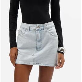 saia curta feminino jeans cintura média azul