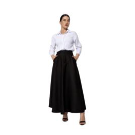 Saia longa feminina social com bolso evangélica ALFAIATARIA sai-007 (Preto, G)