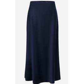 Saia Midi Acetinada com Cós Elástico Azul