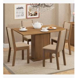 Sala De Jantar Madesa Talita Mesa Tampo Madeira 4 Cadeiras Cor Rustic/Crema/Pérola Desenho do tecido das cadeiras Liso