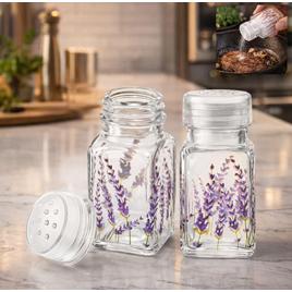 Saleiro e Pimenteiro de Mesa em Vidro 70ml – Kit 2 Peças com Tampa Plástica
