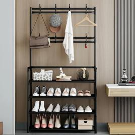 Sapateira Organizador Porta Sapatos 12 Pares HW com 8 Ganchos Cor Preto
