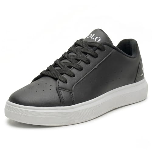 Sapatênis Casual Masculino Polo Sola Reta Tênis Adulto Confortavel (Preto, BR, Adulto, Numérico, 42)