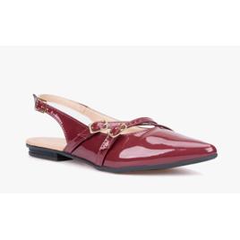Sapatilha Feminina Slingback Bico Fino Verniz Tiras Fivelas