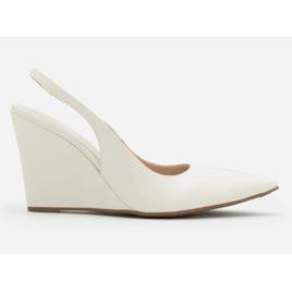 Sapato Scarpin Anabela com Tira Elástica Off White