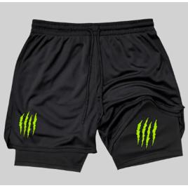 Short Compressão 2 Em 1 Academia Duplo Bermuda Masculina Monster Treino