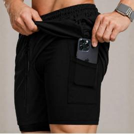 Short Compressão Duplo Masculina 2 Em 1 Short Academia