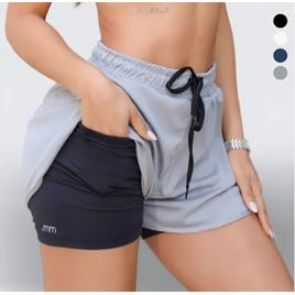 Short Duplo Compreensão Fitness Bermuda Academia Feminino