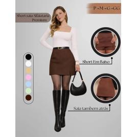 Short Saia Fenda Lateral Feminino Fashion Inverno