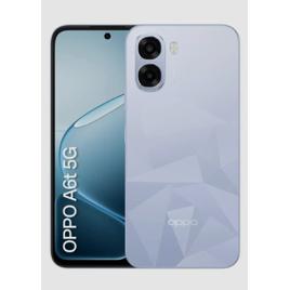 Smartphone Oppo A6t 5g 256gb, Bateria gigante de 6500 mAh, AI Câmera 50MP, Tela 120Hz, NFC, IP64 - Azul Cristal