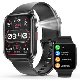 Smartwatch com Tela Sensível ao Toque 1,83", Bluetooth 5.2, Resistente à Água IP68, Bateria 240mAh, Preto