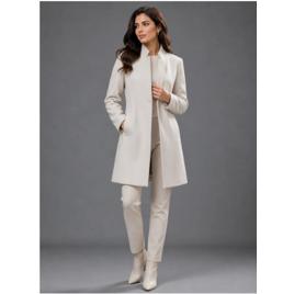 Sobretudo Feminino Lã Batida Esmeralda Gola Alta