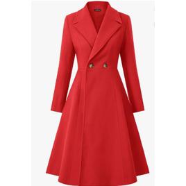 Sobretudo feminino transpassado de inverno longo CURLBIUTY