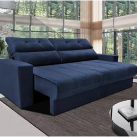Sofá 3 Lugares Clean Retrátil Reclinável Cama Inbox - Azul - Liso