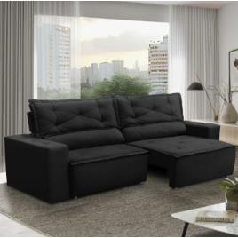 Sofá Retrátil E Reclinável Com Molas 1,80m Livia Suede Preto