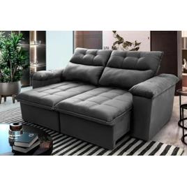 Sofá Retrátil/Reclinável Verona 1,80m Suede Velut Cinza c/ Molas no Assento